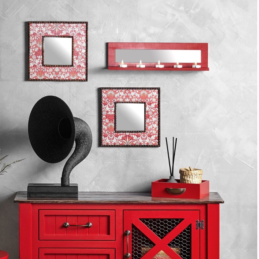 Kırmızı Aynalı Mumluk