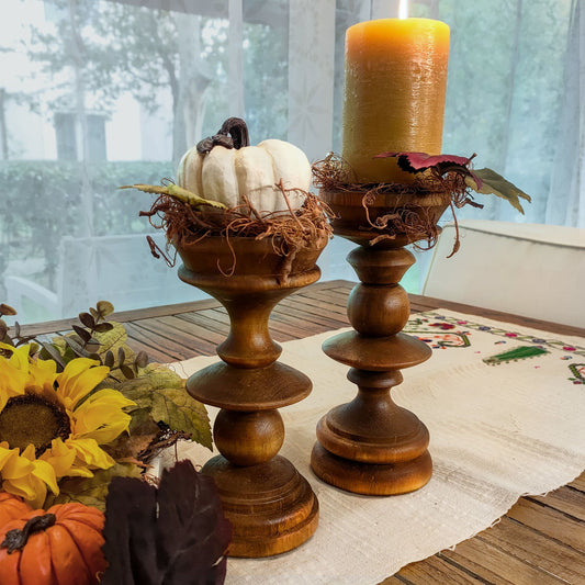 İkili Ahşap Şamdan