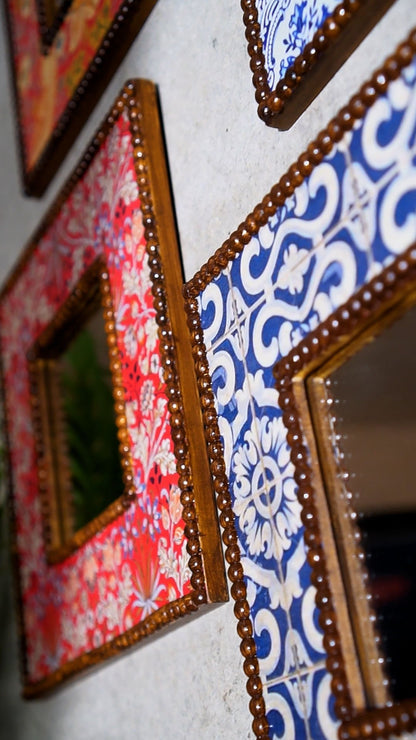 Mavi Çini Desenli Ayna