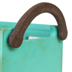 Aqua Mint Sepet rustik mint yeşili tel detaylı ahşap sepet