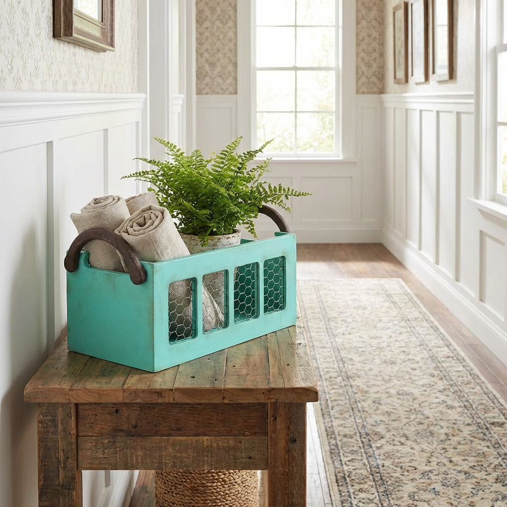 Aqua Mint Sepet mint tonlarında dekoratif organizer sepet modeli