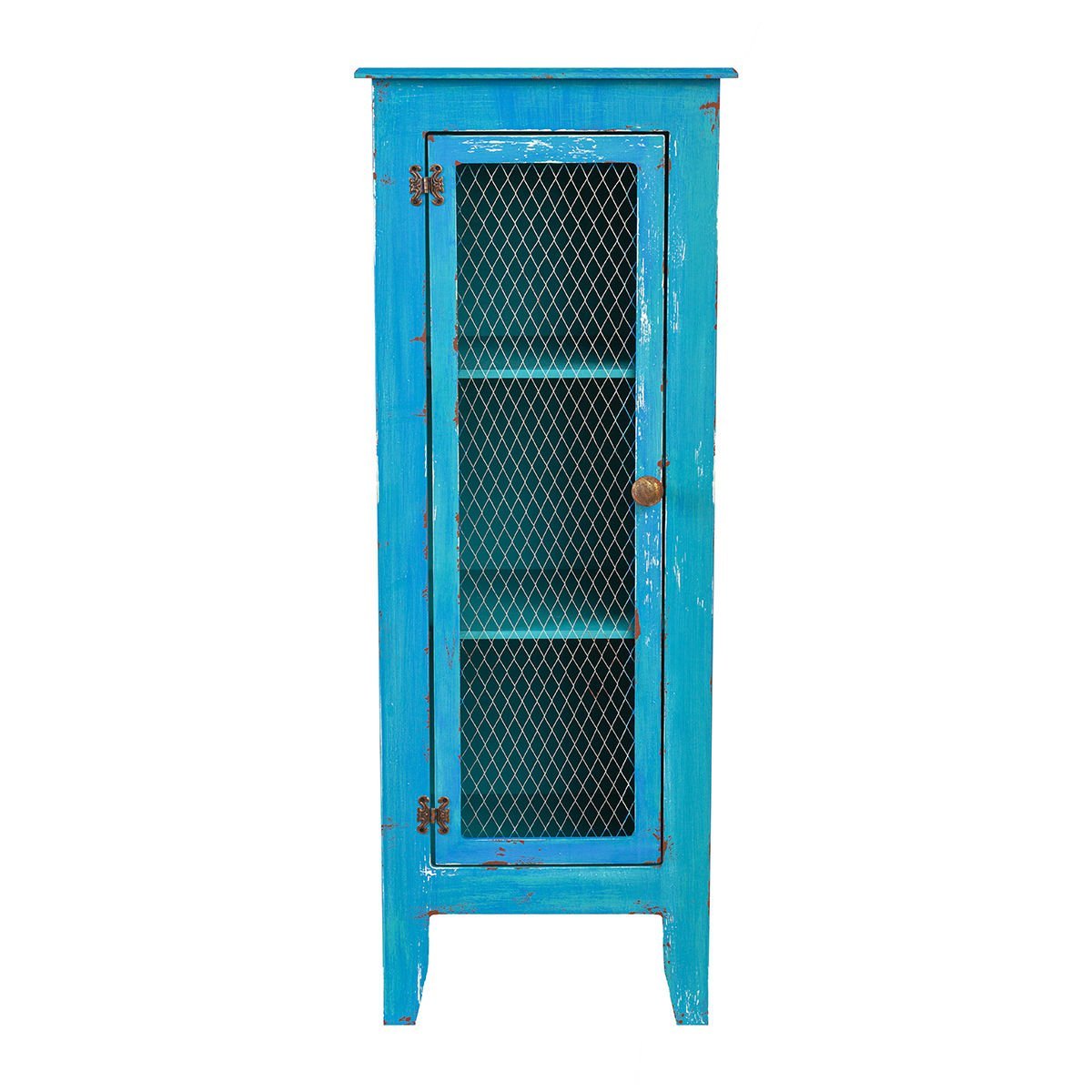 Aqua Tel Dolap turkuaz renkli tel kapaklı dekoratif ahşap dolap modeli