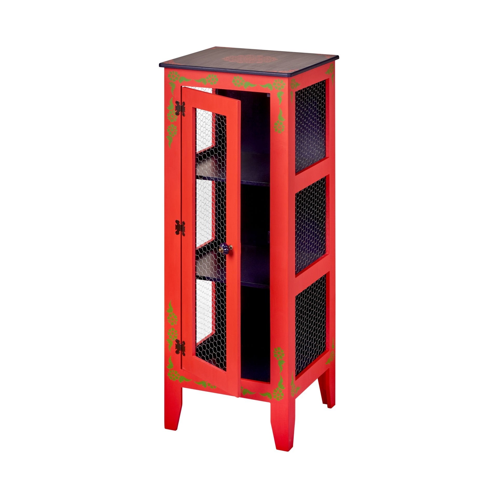 Bohem Tel Dolap ahşap gövdeli tel kapaklı dekoratif dolap