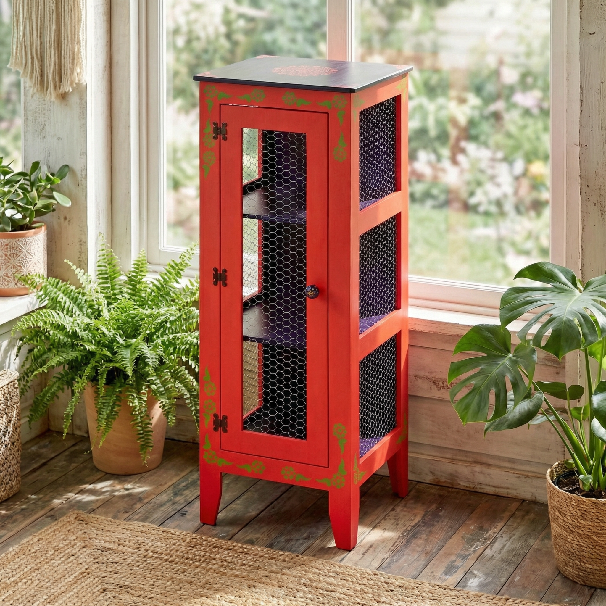 Bohem Tel Dolap raflı bohem stil dekoratif dolap