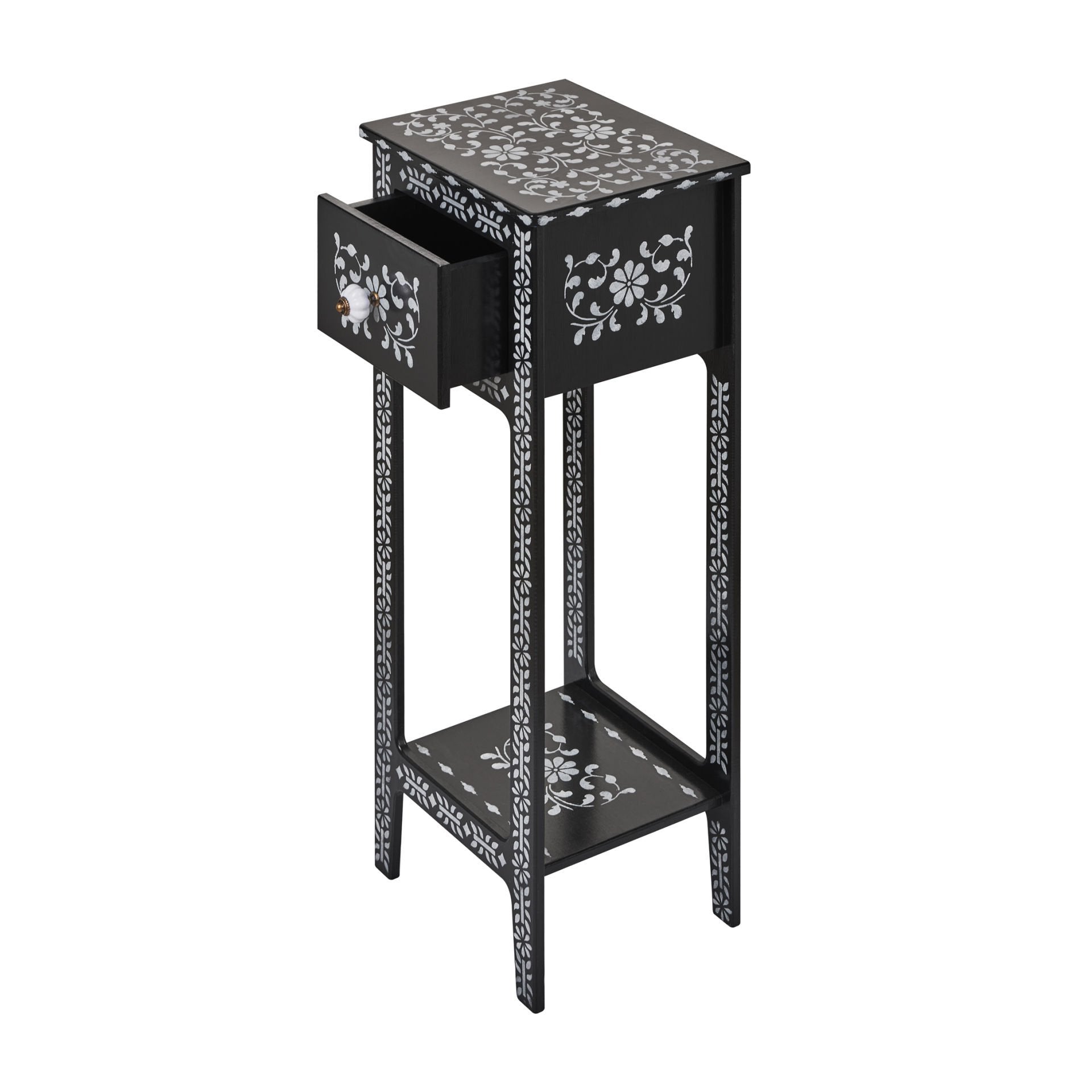 Desenli Siyah Mini Komodin modern dekoratif komodin