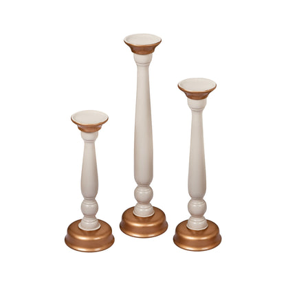 Beyaz Friendly Ahşap Üçlü Şamdan