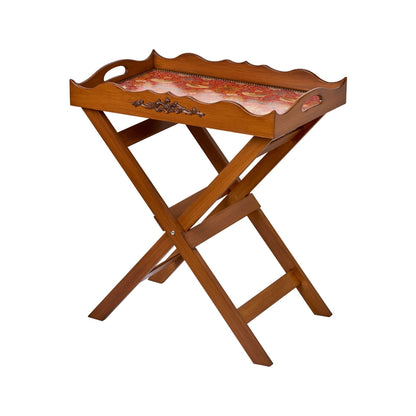 Kırmızı Kuş Detaylı Simitçi Sehpa