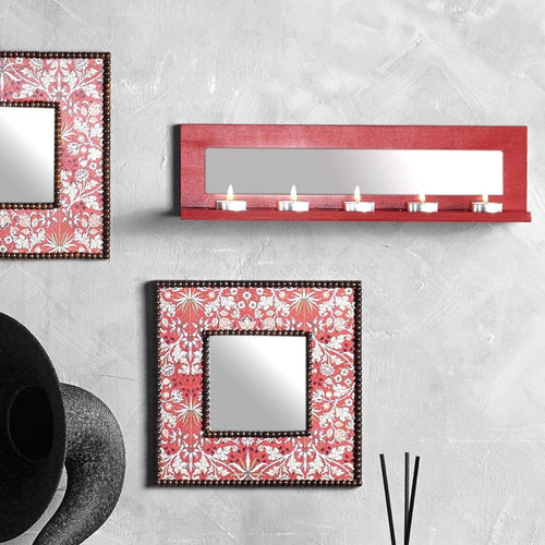Kırmızı Ayna vintage tarz kırmızı çerçeveli dekoratif ayna modeli