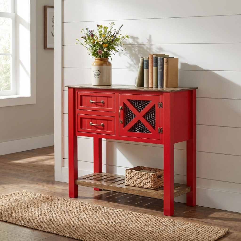 Kırmızı Dresuar canlı kırmızı dekoratif konsol