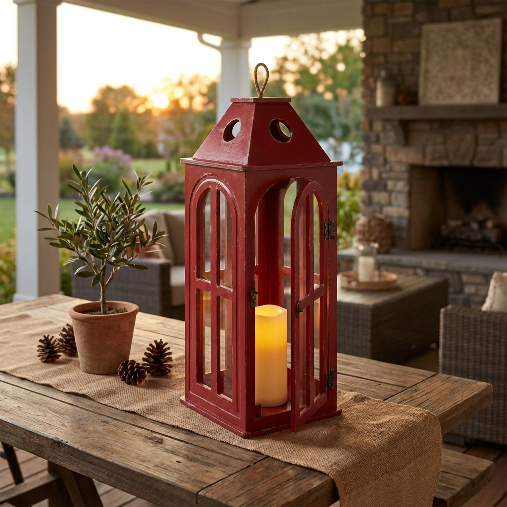 Kırmızı Friendly Büyük Fener bahçe ve teras dekorasyonu için kırmızı fener