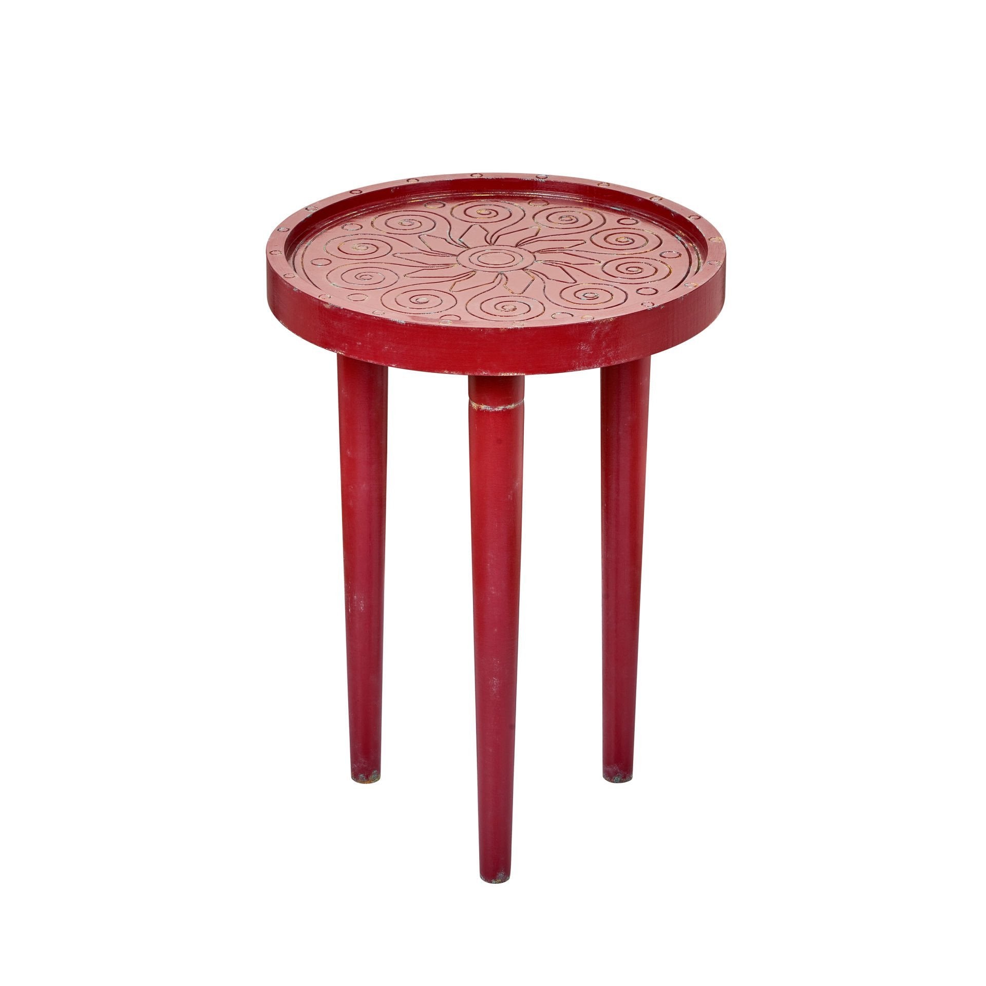 Kırmızı Friendly Sehpa canlı kırmızı renkli dekoratif yuvarlak yan sehpa