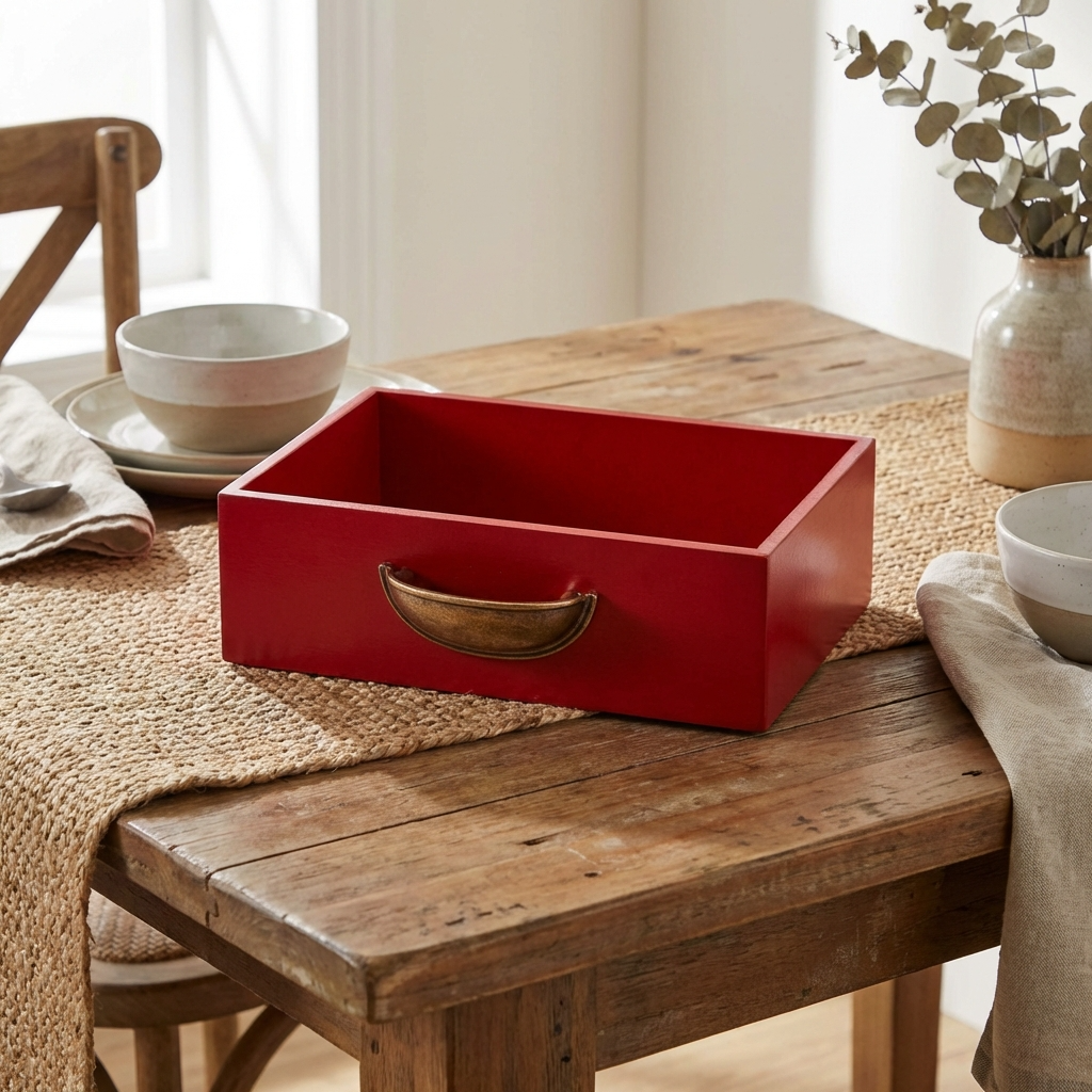Kırmızı Sunumluk Çekmece masa üstü düzenleyici dekoratif çekmece