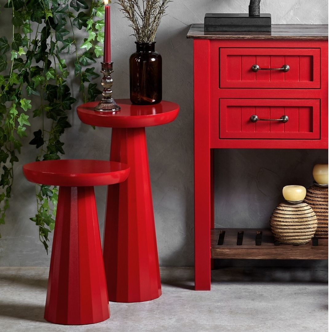 Kırmızı Mantar İkili Sehpa