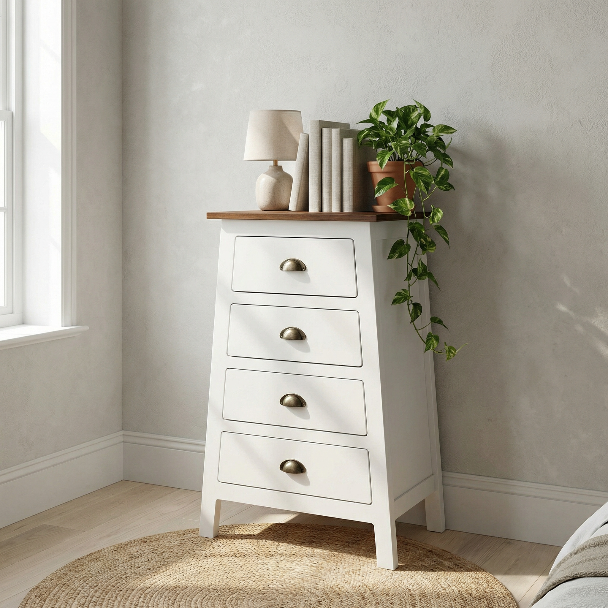 Ranch dört çekmeceli konsol country stil dekorasyon görünümü
