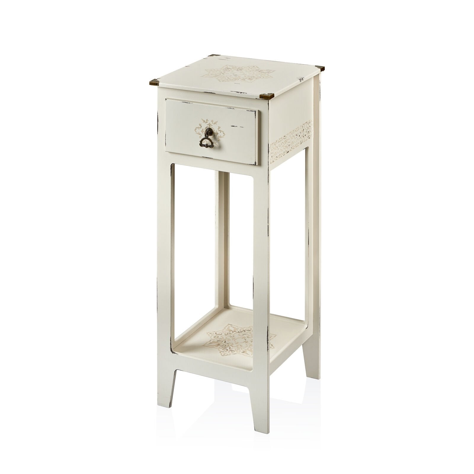 Rumi Mini Dresuar krem renkli oymalı detaylara sahip dar alanlar için dekoratif antre ve salon dresuarı