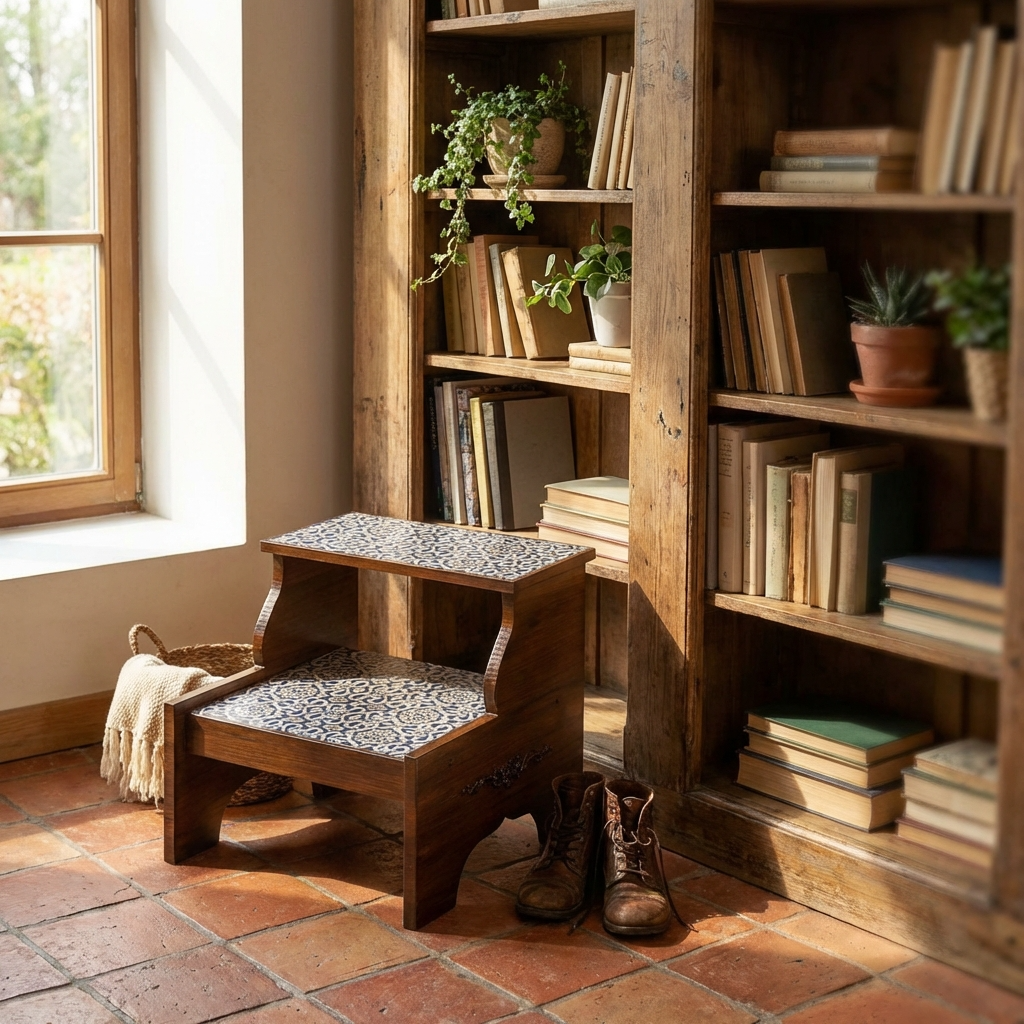 Rustik Basamak mutfak ve raflar için ahşap basamak
