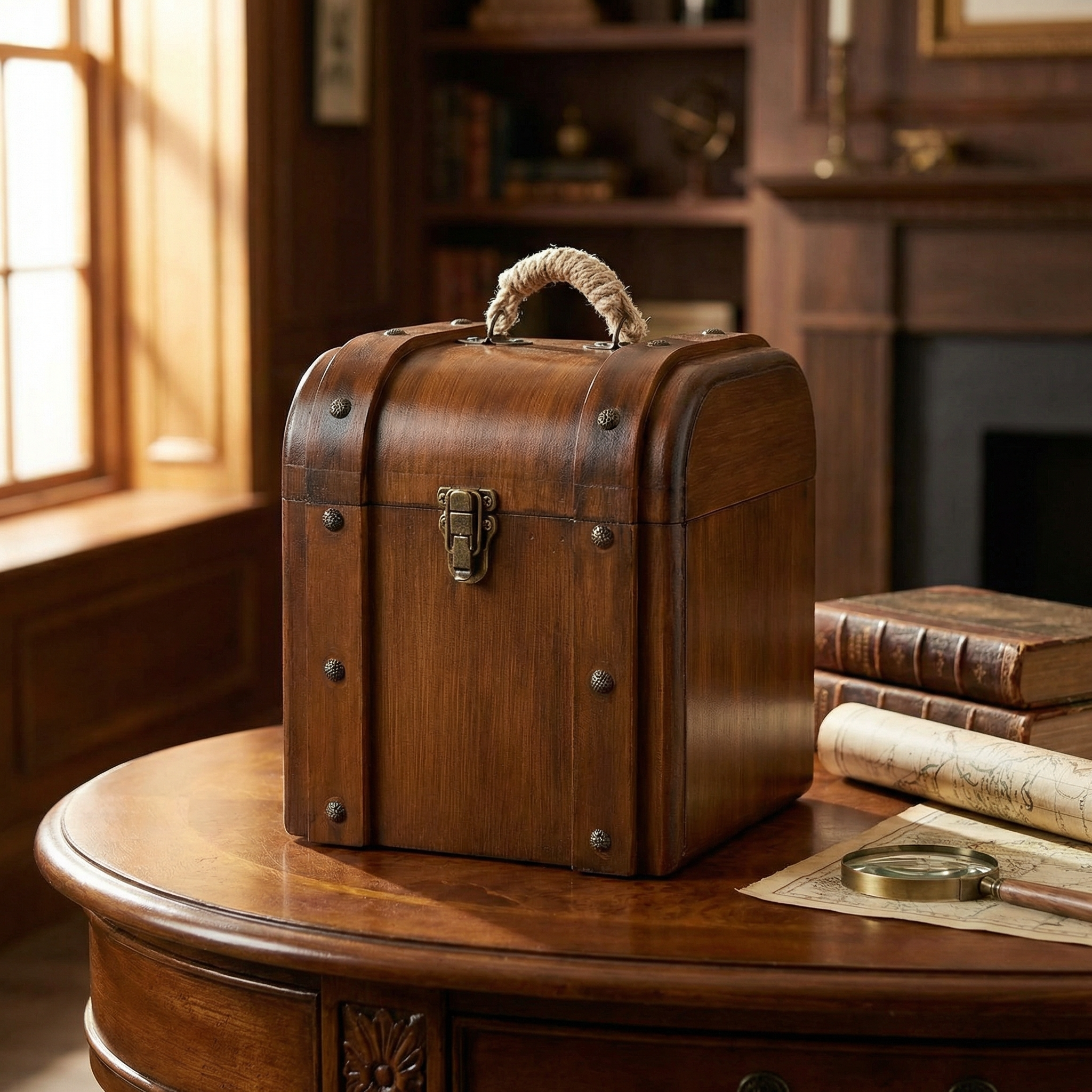 Rustik Bavul Kutu Orta Boy ahşap dekoratif bavul kutu