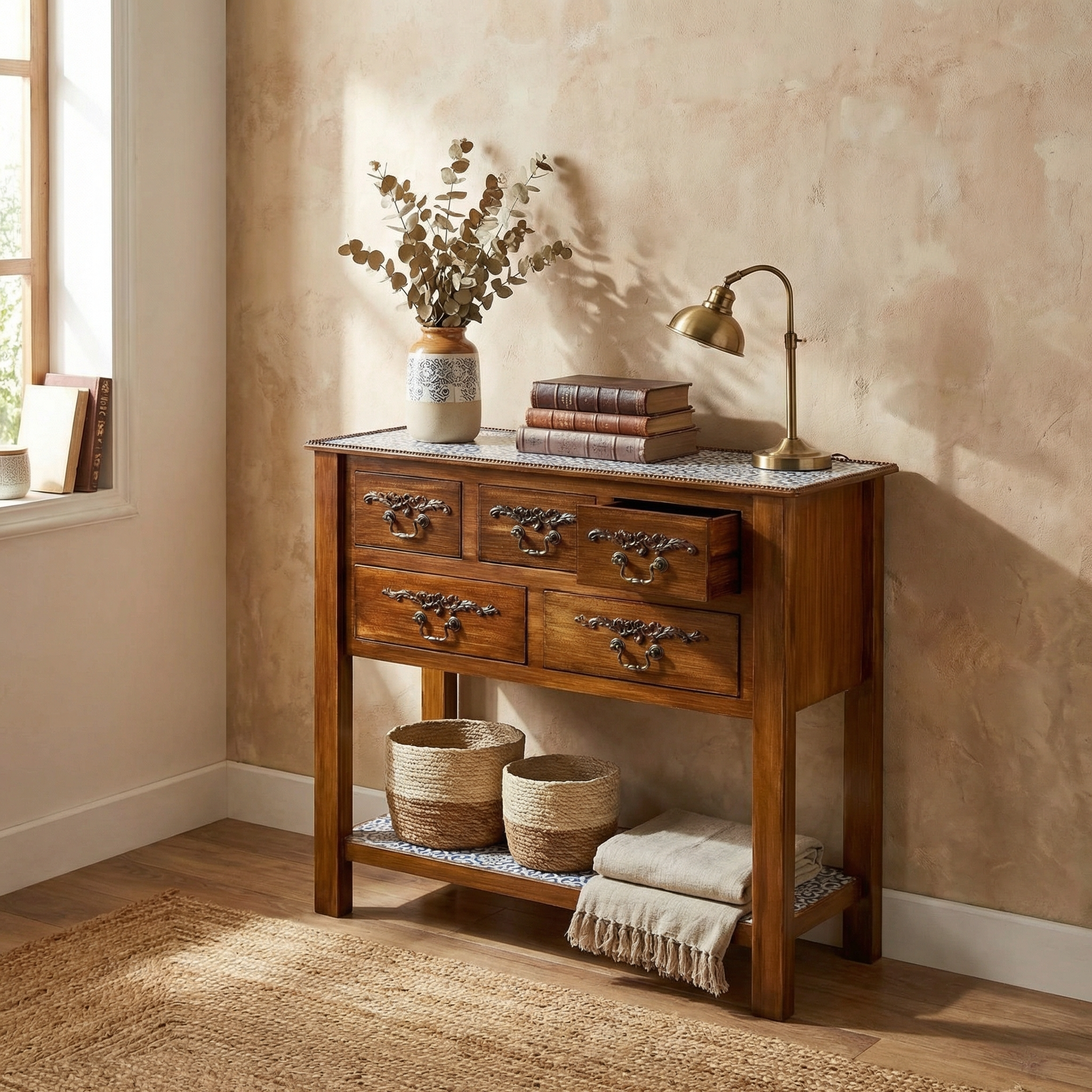 Rustik Beş Çekmeceli Dresuar beş çekmeceli depolama dresuarı