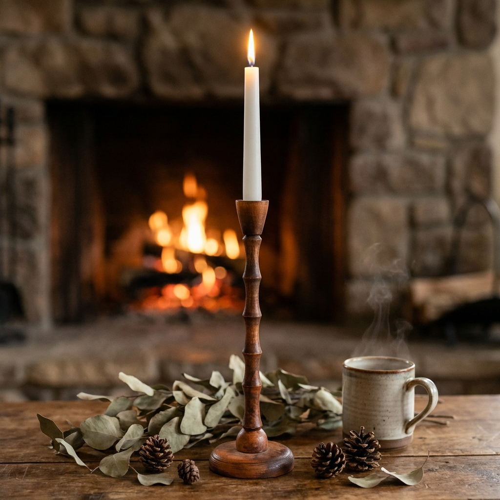 Şamdan rustik ve modern dekorasyon ile uyumlu ahşap mumluk