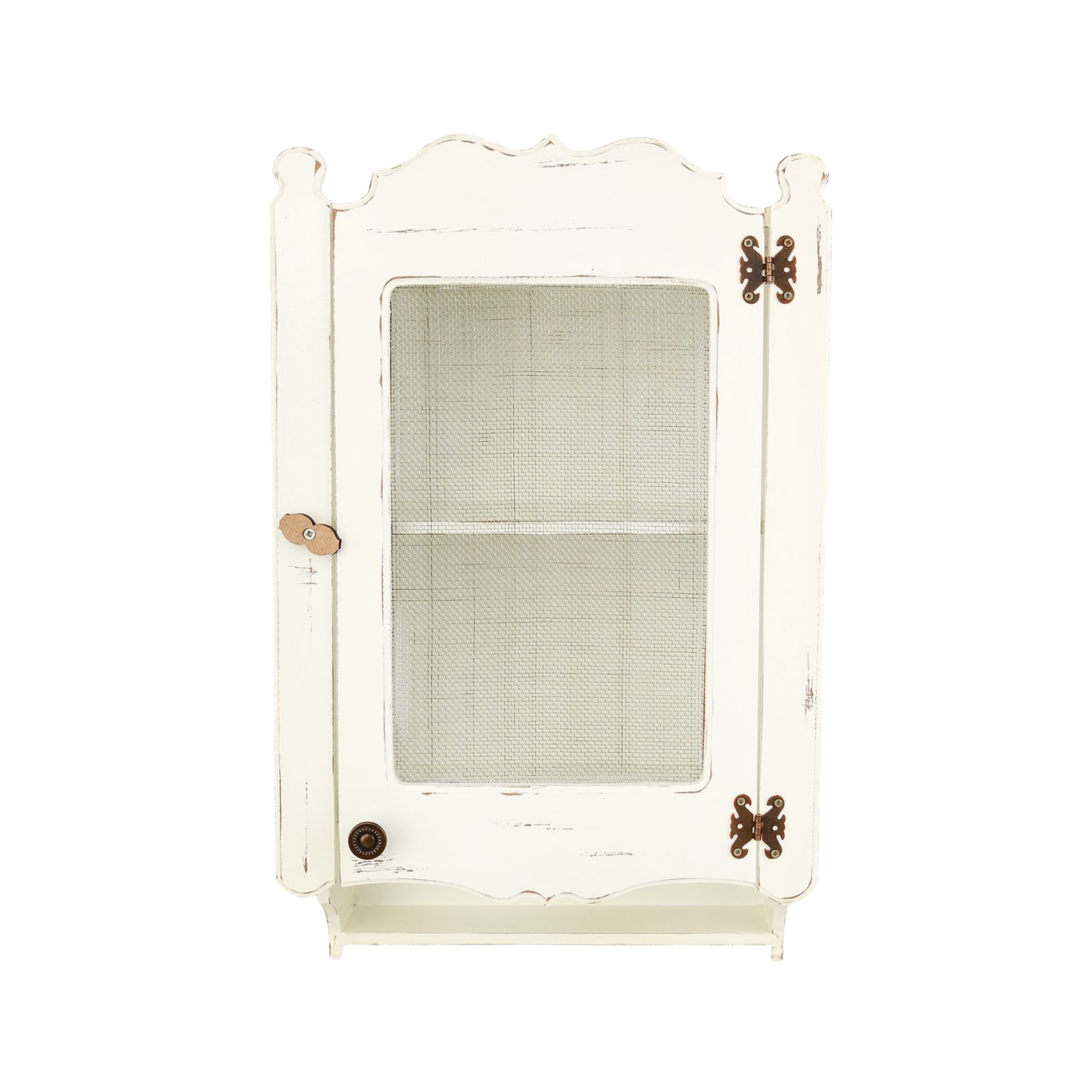 Tek Kapaklı Eskitme Beyaz Tel Dolap, eskitme ahşap tel kapaklı dolap, 33x55x14 cm, Orta Sofa