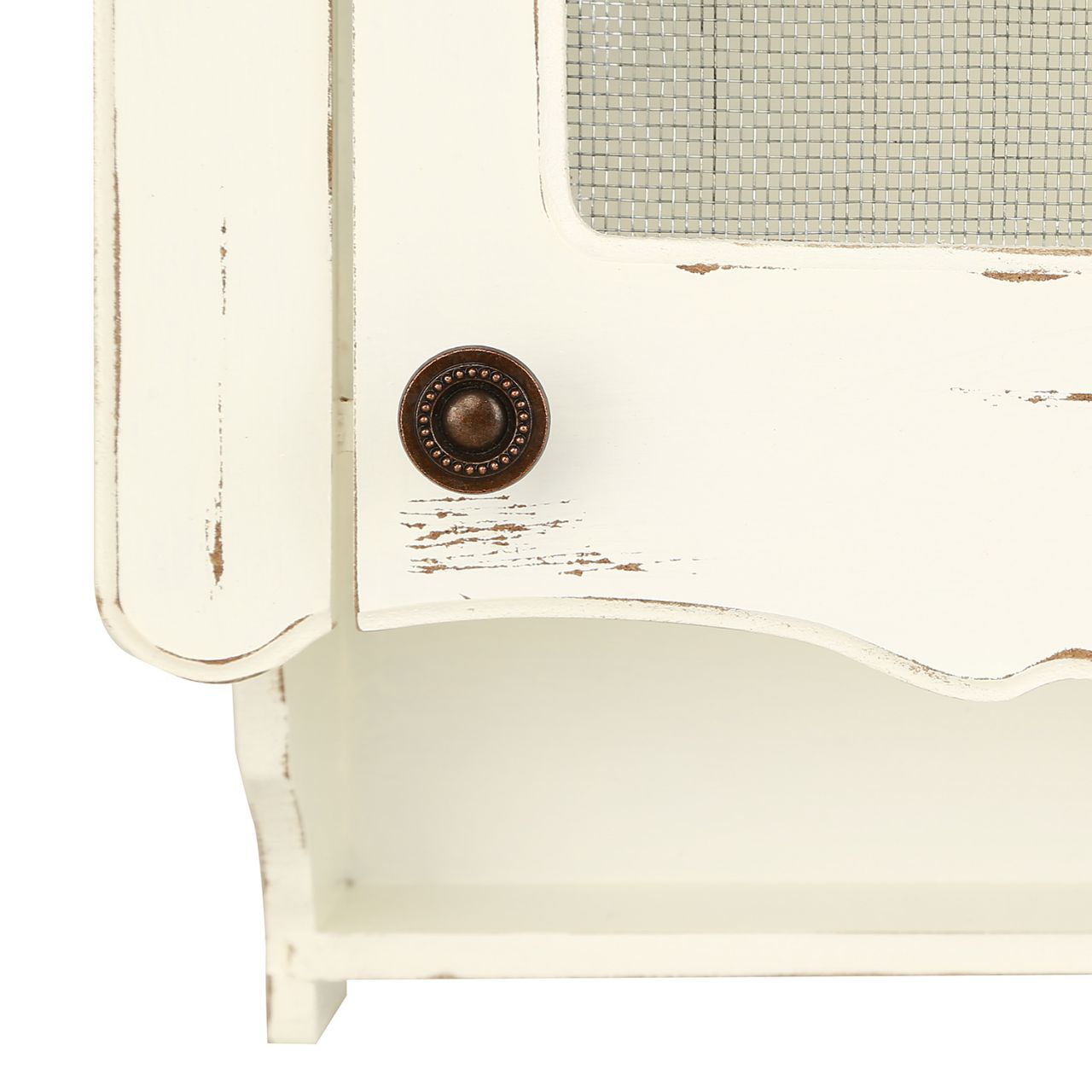 Tek Kapaklı Eskitme Beyaz Tel Dolap, eskitme ahşap tel kapaklı dolap, 33x55x14 cm, Orta Sofa