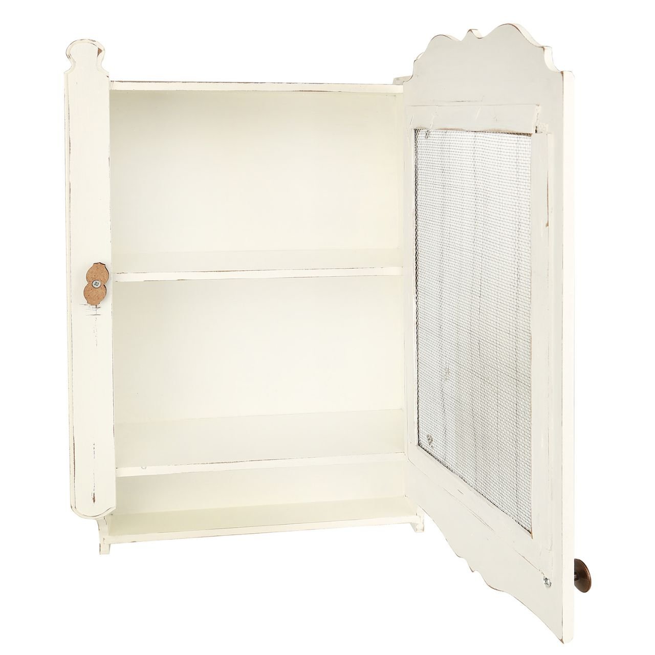 Tek Kapaklı Eskitme Beyaz Tel Dolap, eskitme ahşap tel kapaklı dolap, 33x55x14 cm, Orta Sofa